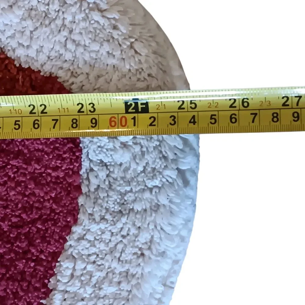 Mushroom Shaped Rug Red/Pink Mushroom & Off White Flowers Yellow Stem 36